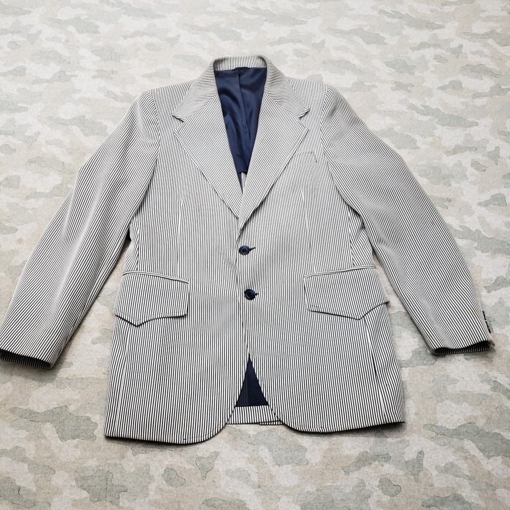 VTG McGregor Suit Mens 39 Blue Button Long Sleeve Striped‎ Sport Coat